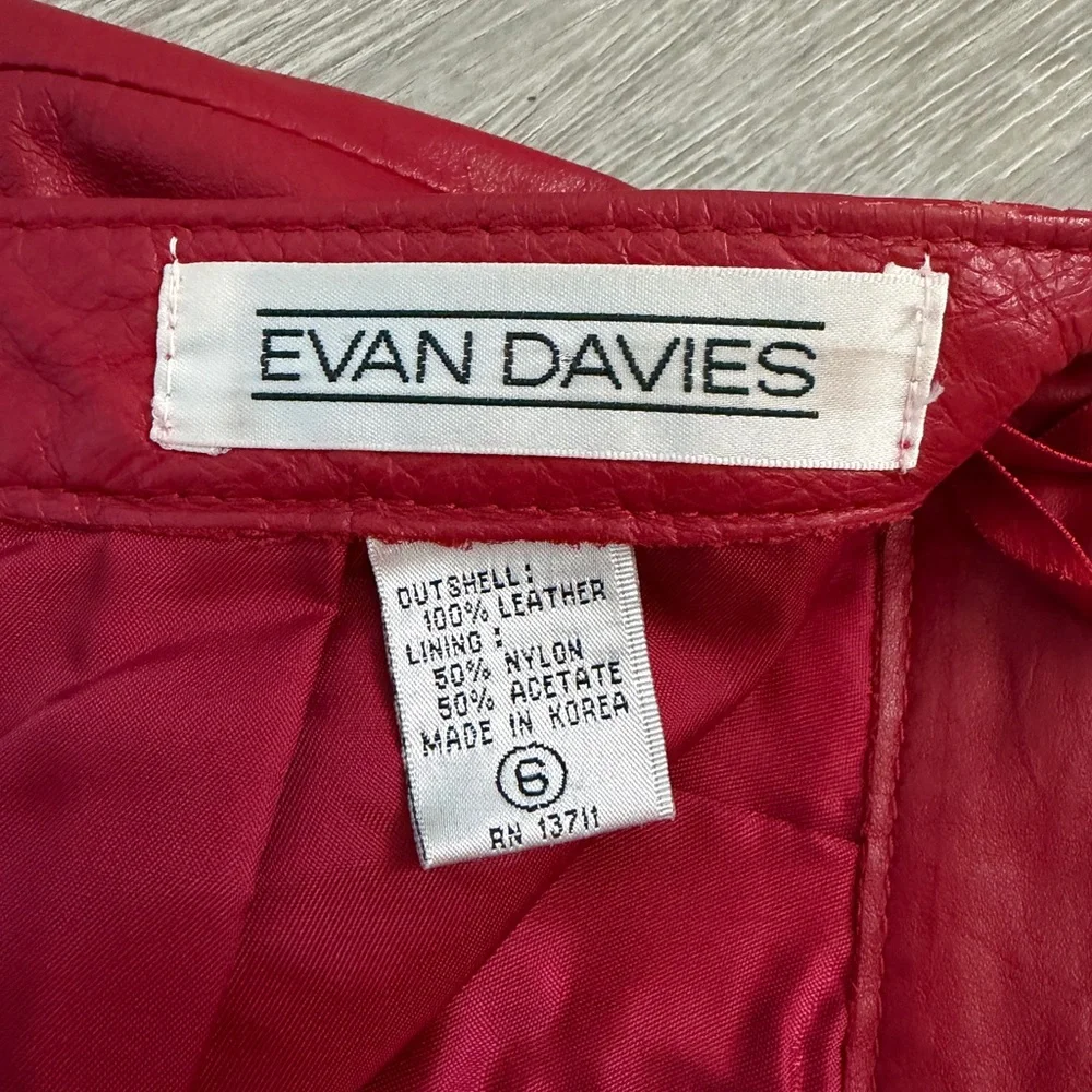 Red Leather Mini Skirt - Women's - Picture 4 of 6